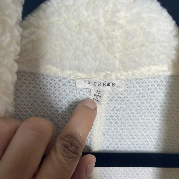 En Creme Anthropologie Sweater Ivory Open Front Knit Cardigan | M - Picture 4 of 9